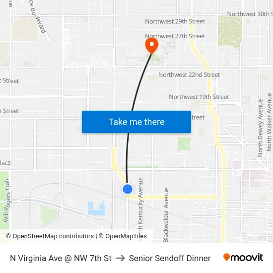 N Virginia Ave @ NW 7th St to Senior Sendoff Dinner map