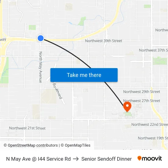 N May Ave @ I44 Service Rd to Senior Sendoff Dinner map