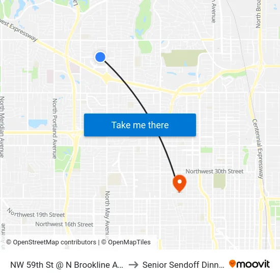 NW 59th St @ N Brookline Ave to Senior Sendoff Dinner map