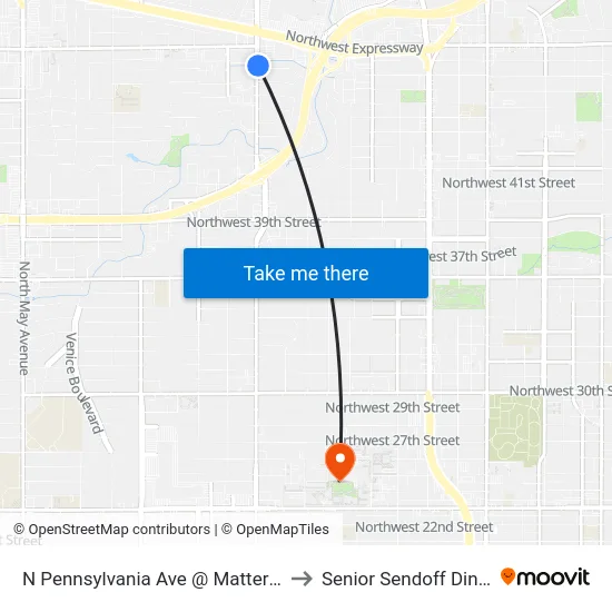 N Pennsylvania Ave @ Mattern Dr to Senior Sendoff Dinner map
