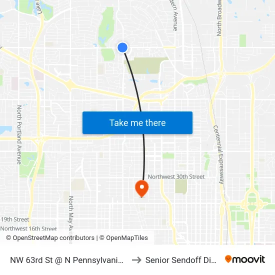 NW 63rd St @ N Pennsylvania Ave to Senior Sendoff Dinner map