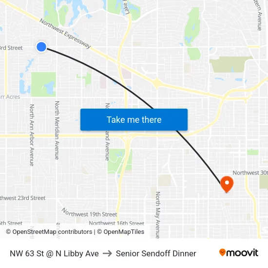 NW 63 St @ N Libby Ave to Senior Sendoff Dinner map