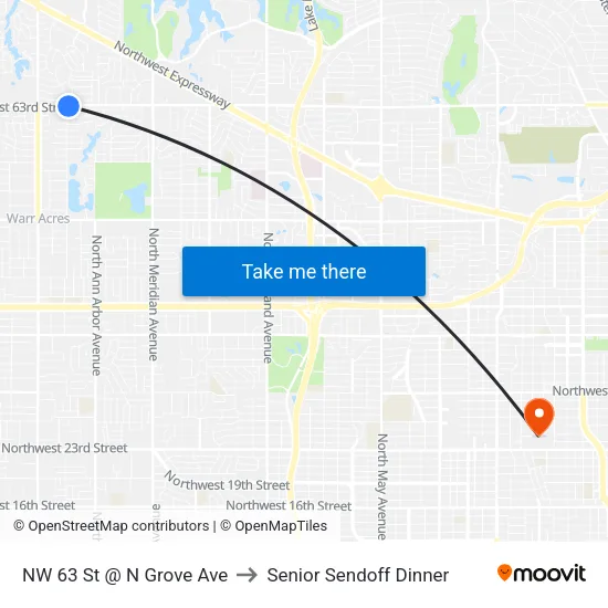 NW 63 St @ N Grove Ave to Senior Sendoff Dinner map