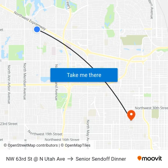 NW 63rd St @ N Utah Ave to Senior Sendoff Dinner map
