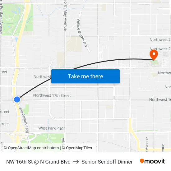 NW 16th St @ N Grand Blvd to Senior Sendoff Dinner map