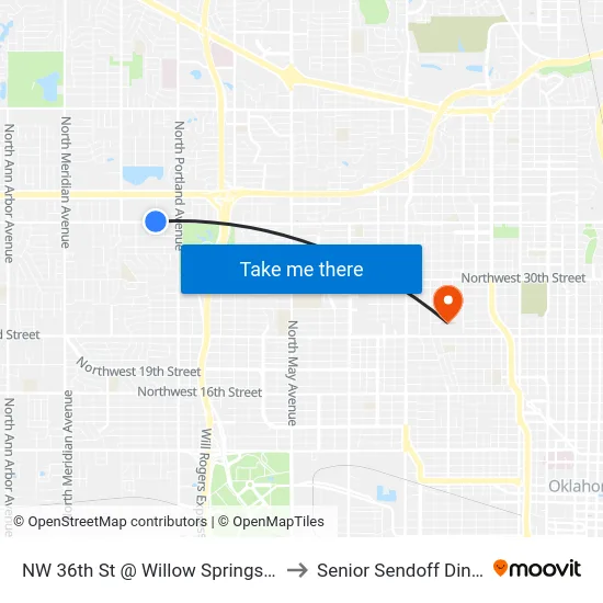 NW 36th St @ Willow Springs Ave to Senior Sendoff Dinner map
