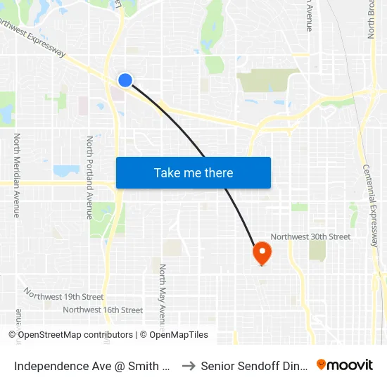 Independence Ave @ Smith Blvd to Senior Sendoff Dinner map