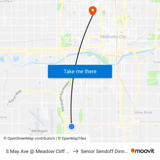 S May Ave @ Meadow Cliff Dr to Senior Sendoff Dinner map