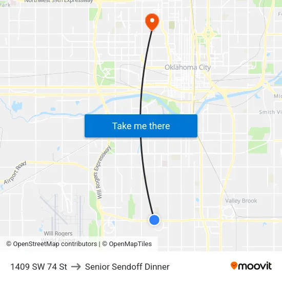 1409 SW 74 St to Senior Sendoff Dinner map