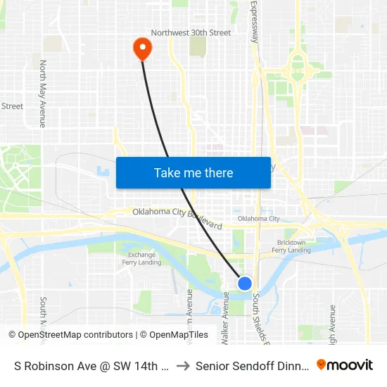 S Robinson Ave @ SW 14th St to Senior Sendoff Dinner map