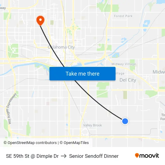 SE 59th St @ Dimple Dr to Senior Sendoff Dinner map