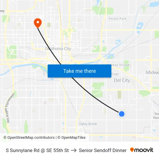 S Sunnylane Rd @ SE 55th St to Senior Sendoff Dinner map