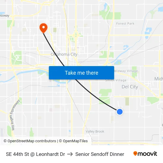 SE 44th St @ Leonhardt Dr to Senior Sendoff Dinner map