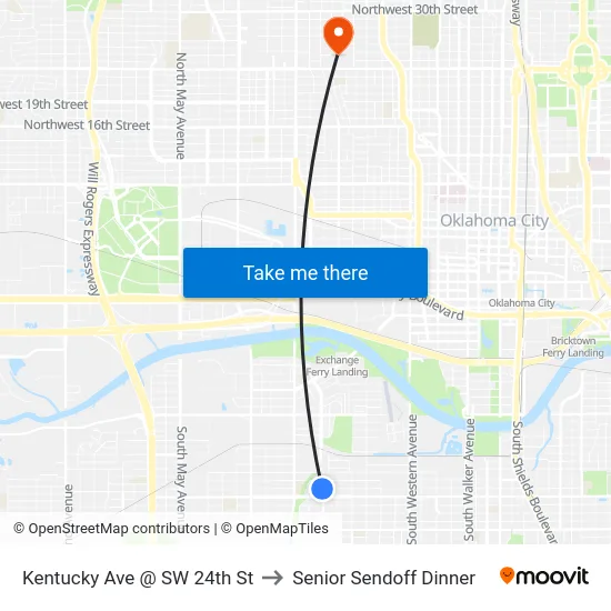 Kentucky Ave @ SW 24th St to Senior Sendoff Dinner map