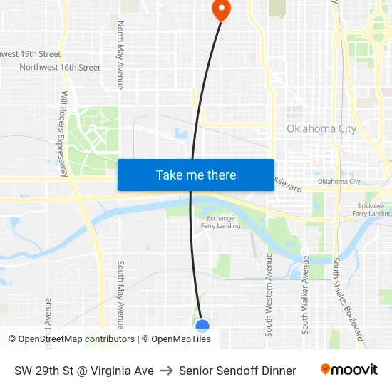 SW 29th St @ Virginia Ave to Senior Sendoff Dinner map