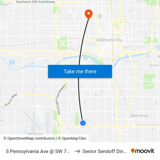 S Pennsylvania Ave @ SW 71 St to Senior Sendoff Dinner map
