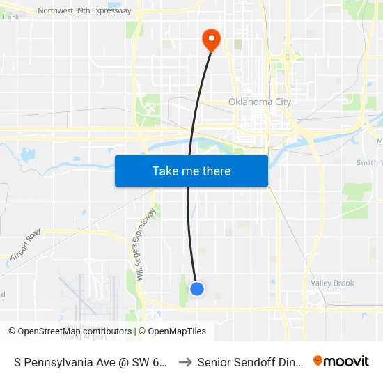S Pennsylvania Ave @ SW 65 St to Senior Sendoff Dinner map