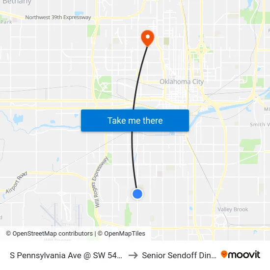 S Pennsylvania Ave @ SW 54th St to Senior Sendoff Dinner map