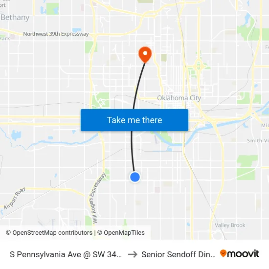 S Pennsylvania Ave @ SW 34th St to Senior Sendoff Dinner map