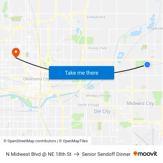 N Midwest Blvd @ NE 18th St to Senior Sendoff Dinner map
