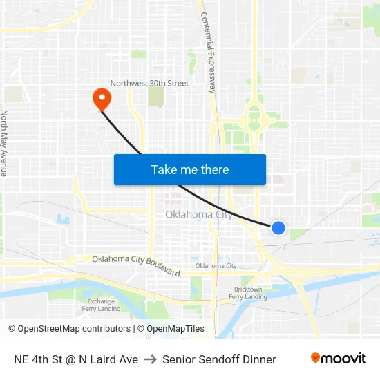 NE 4th St @ N Laird Ave to Senior Sendoff Dinner map