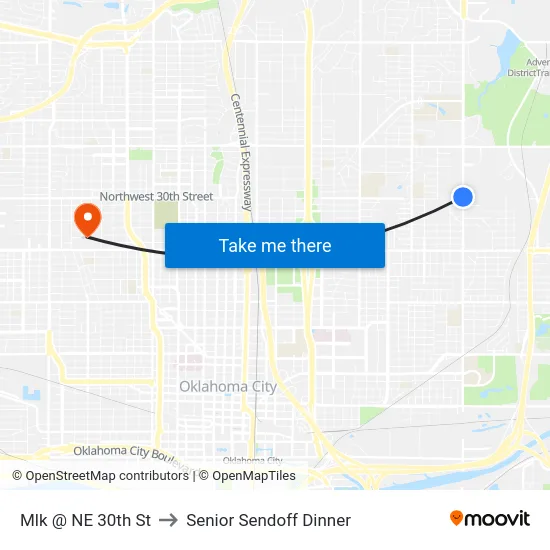 Mlk @ NE 30th St to Senior Sendoff Dinner map