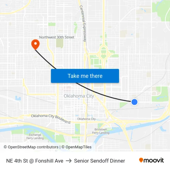 NE 4th St @ Fonshill Ave to Senior Sendoff Dinner map
