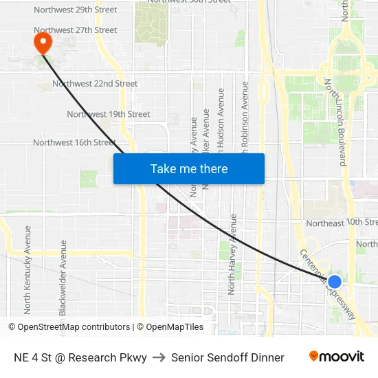 NE 4 St @ Research Pkwy to Senior Sendoff Dinner map