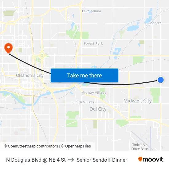 N Douglas Blvd @ NE 4 St to Senior Sendoff Dinner map