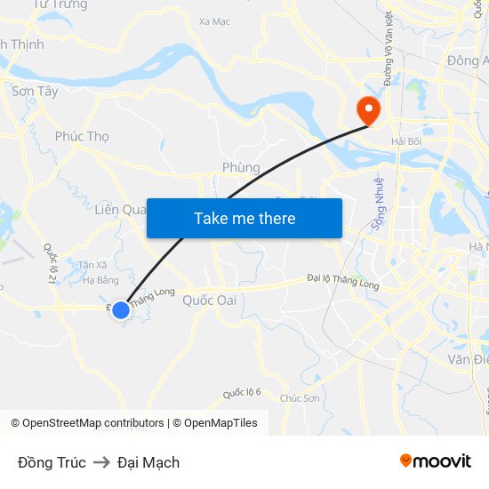 Đồng Trúc to Đại Mạch map