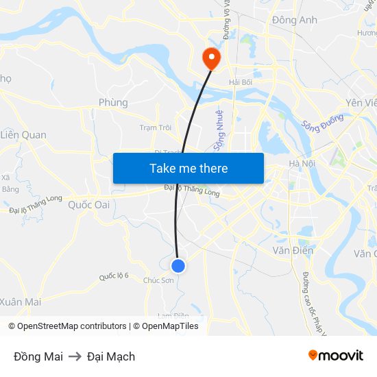 Đồng Mai to Đại Mạch map