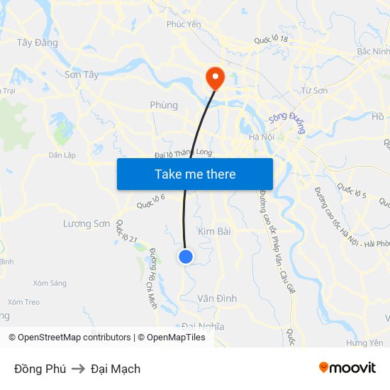 Đồng Phú to Đại Mạch map