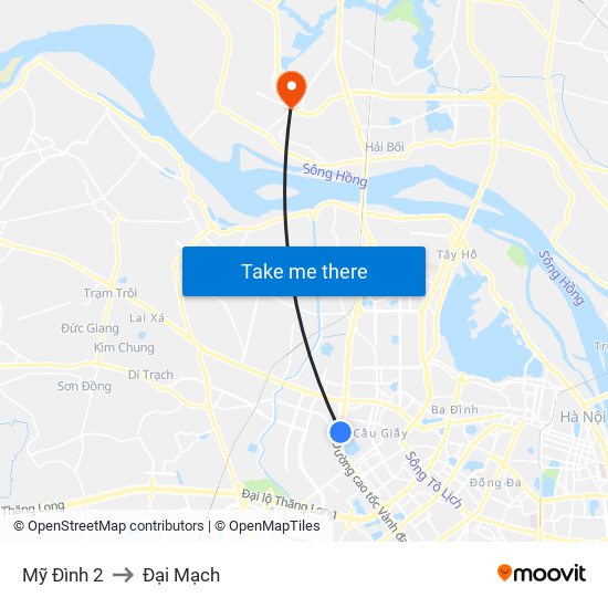 Mỹ Đình 2 to Đại Mạch map