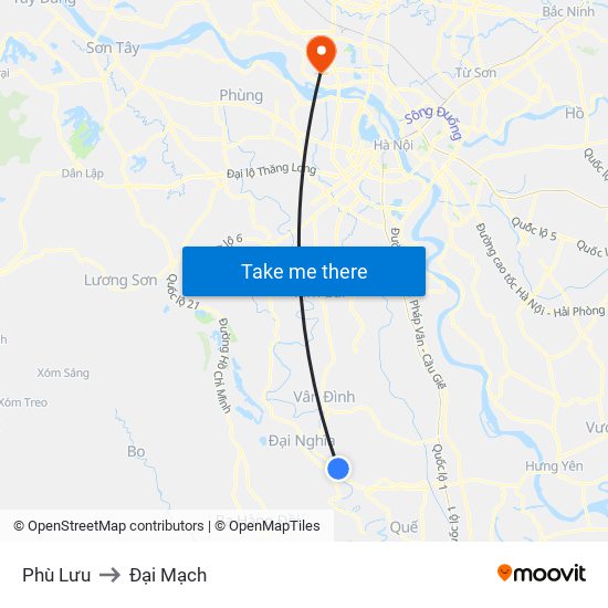 Phù Lưu to Đại Mạch map