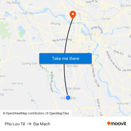 Phù Lưu Tế to Đại Mạch map