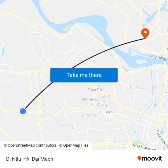 Dị Nậu to Đại Mạch map