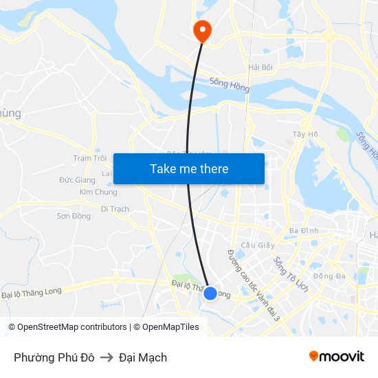 Phường Phú Đô to Đại Mạch map