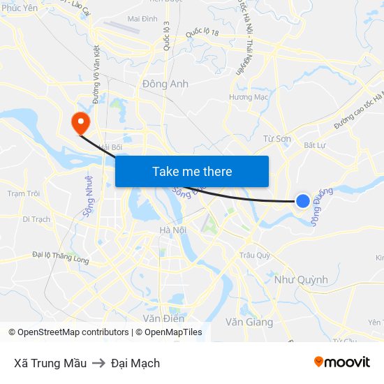 Xã Trung Mầu to Đại Mạch map