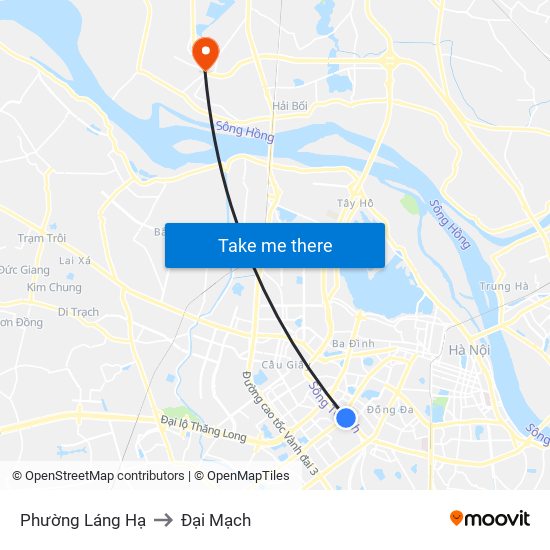 Phường Láng Hạ to Đại Mạch map