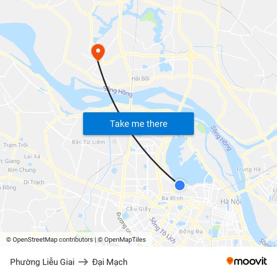 Phường Liễu Giai to Đại Mạch map