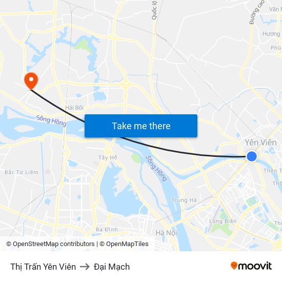 Thị Trấn Yên Viên to Đại Mạch map