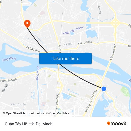 Quận Tây Hồ to Đại Mạch map