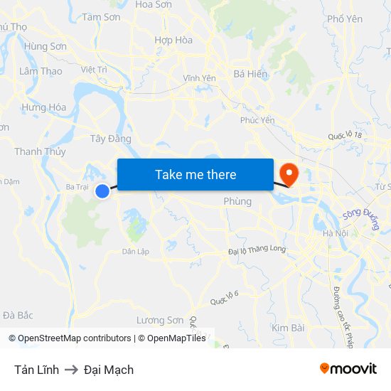 Tản Lĩnh to Đại Mạch map