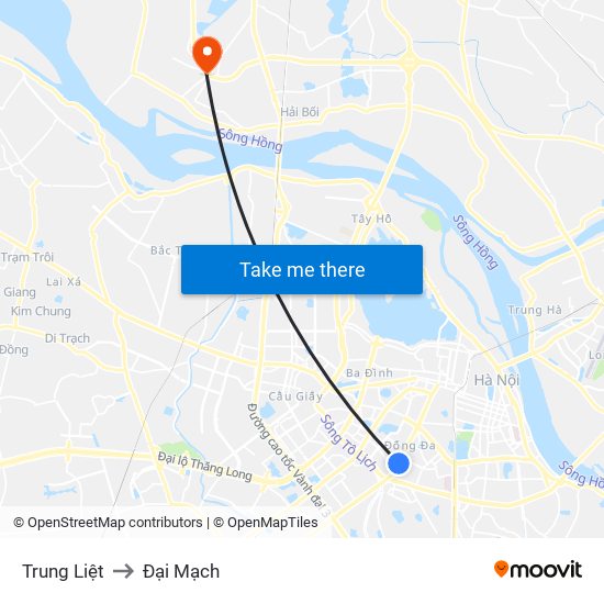 Trung Liệt to Đại Mạch map