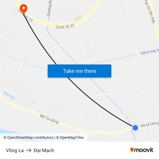 Võng La to Đại Mạch map