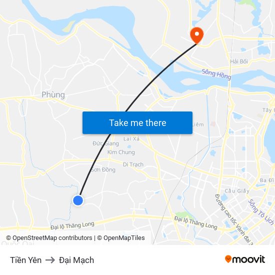 Tiền Yên to Đại Mạch map