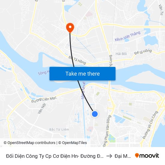 Đối Diện Công Ty Cp Cơ Điện Hn- Đường Đức Thắng to Đại Mạch map