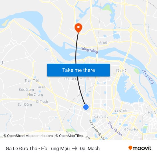 Ga Lê Đức Thọ - Hồ Tùng Mậu to Đại Mạch map