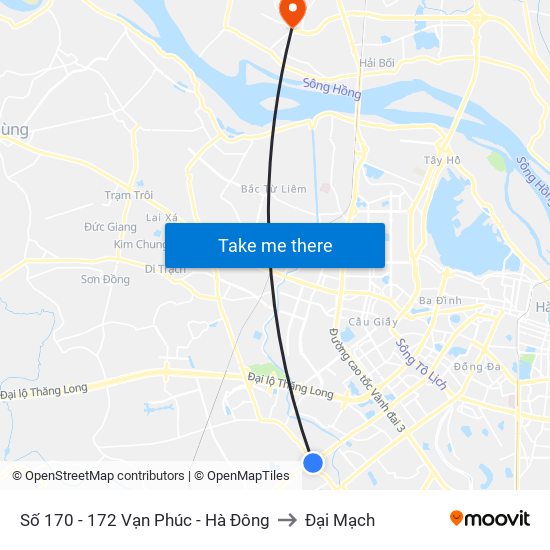 Số 170 - 172 Vạn Phúc - Hà Đông to Đại Mạch map