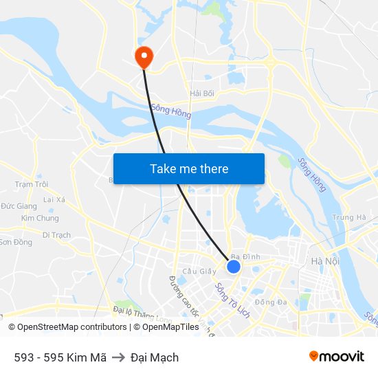 593 - 595 Kim Mã to Đại Mạch map